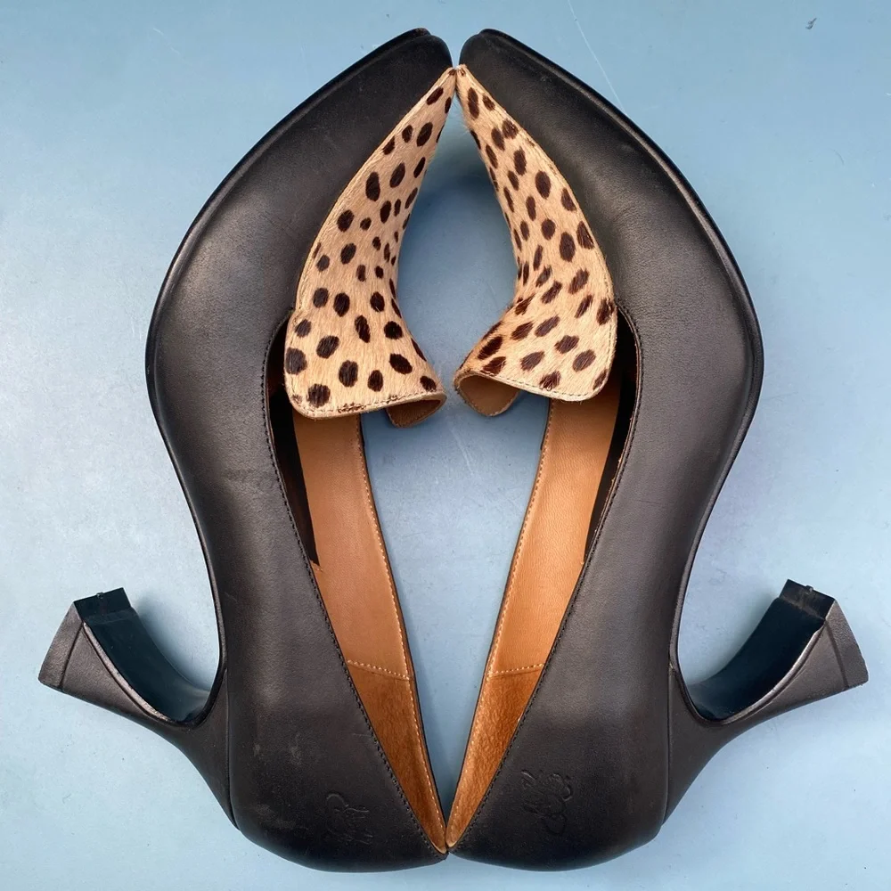 John Fluevog Big Presence Davis Leopard Black Textured Loafer Heel - US Size 7 - Picture 3 of 11